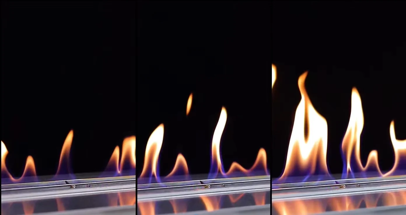 Photographies de flammes réelles à différentes hauteurs