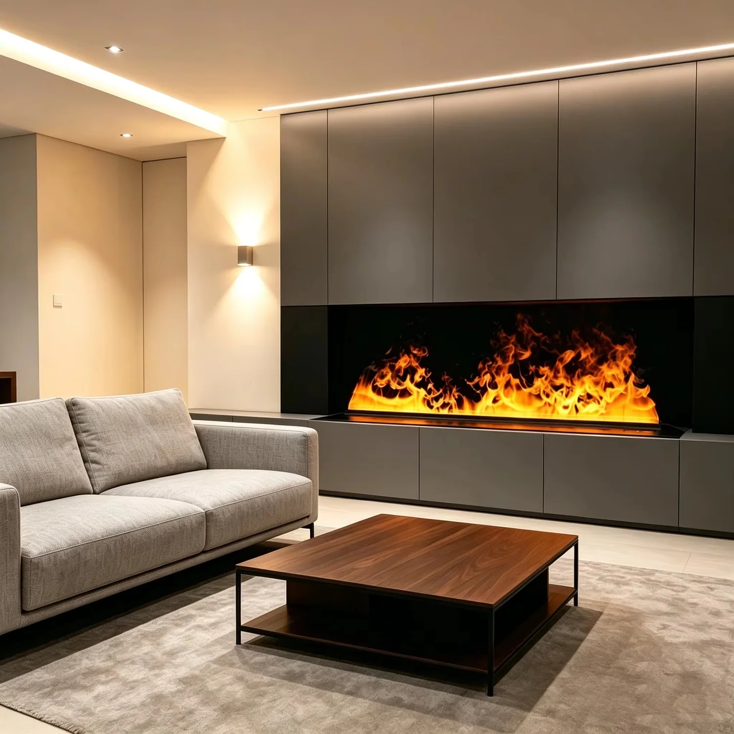 Cheminée installée dans un intérieur contemporain