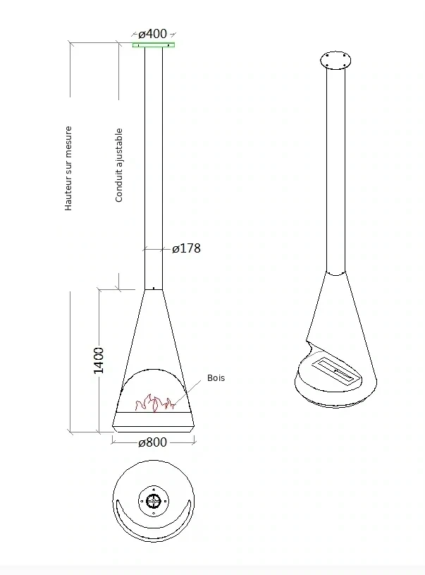 Vue technique et dimensions